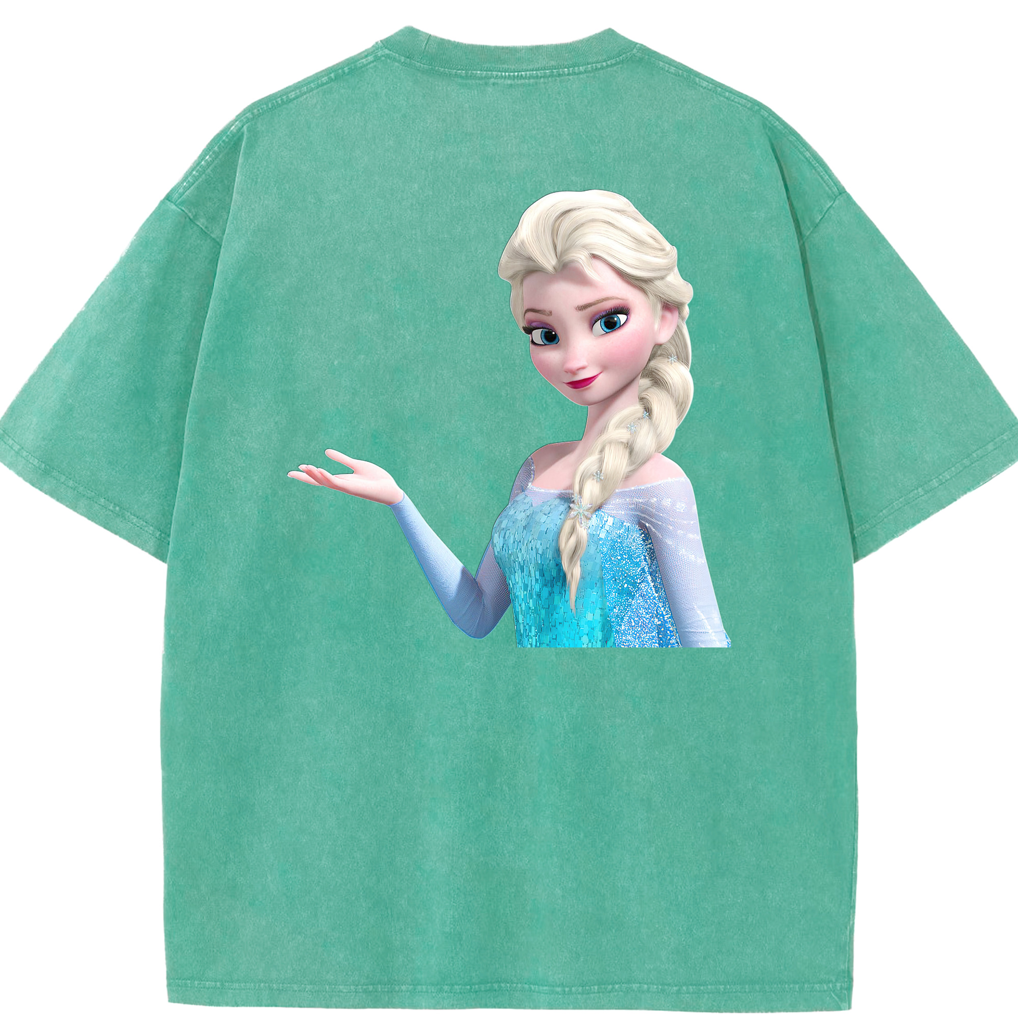 （画像用） アナと雪の女王 アンナ エルサ Frozen Anna Elsa 綿100% ヴィンテージ風 半袖Tシャツ（背面プリント）